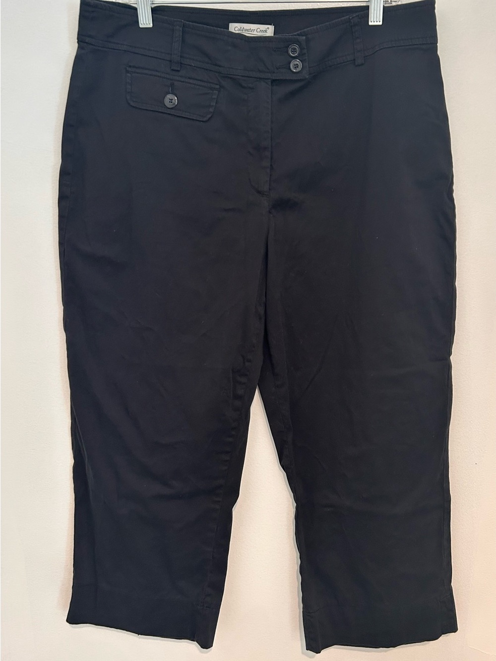 Coldwater Creek Black Straight Leg Womenโs Chinos Cropped